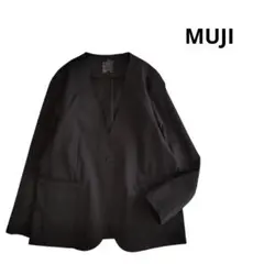 MUJI　無印良品　良品生活　ノーカラージャケット　羽織　黒色　L
