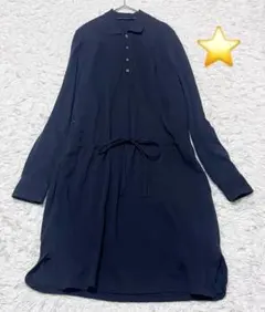 ラルフローレン ポロシャツワンピース 鹿の子 ウエストリボン ポニー刺繍 M