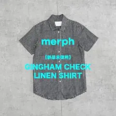 【新品未使用】merph ギンガムチェックリネンシャツ ブラックのサムネイル