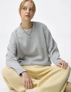 スウェットライクニットオーバーサイズプルオーバー　GU