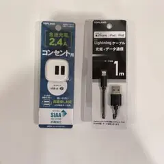 セット売り コンセント用USBアダプタ Lightningケーブル