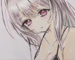 ♡一点物♡ オリジナル手描きイラスト 色紙 美少女 水着 原画