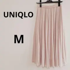 美品 ユニクロ　シフォン プリーツ　ロングスカート　M　ピンク