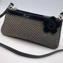 ★ マリークワント ショルダー 花 フラワー ブラック 　 ホワイト ツイード