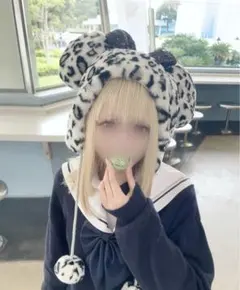 ♡ ヒョウ柄 ファンキャップ グレー ♡