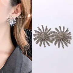 No.33 サンライズスターシルバービジューピアス 韓国 高見え 上品