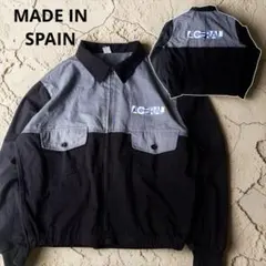 スペイン製 スペシャル 企業ロゴ バイカラー ワークジャケット XL 黒グレー