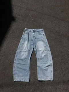 ワイドレッグデニムパンツ ライトブルー