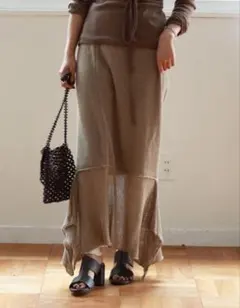 大特価 美品 TODAYFUL リネンニットスカート ベージュ M 吉田玲香のサムネイル