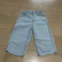 ZARA 花柄刺繍 ライトブルー デニムパンツ　98