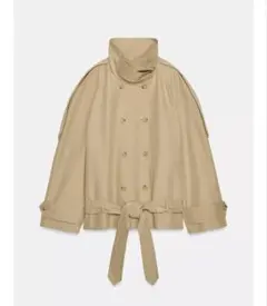 タグ付き新品★ZARAのショート丈ハイネックトレンチコート★Sサイズ★ベージュ色