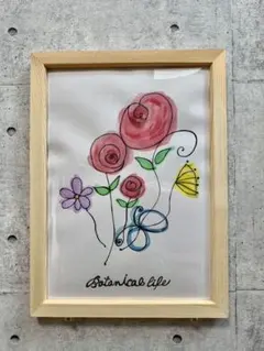 手書きイラスト「Botanical life〜レッド〜」　水彩．ペン画