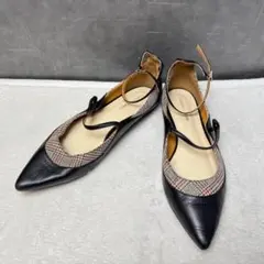 オデット エ オディール ストラップパンプス チェック柄　黒