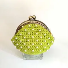 ハンドメイド ビーズがま口ポーチ