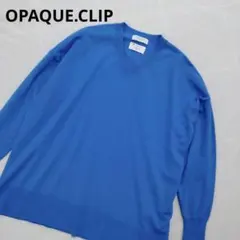 【オペークドットクリップ】 Vネック ニットセーター ブルー M