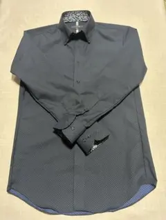 TAKAQネイビーボタンダウンシャツ 首周りダブルボタン　サイズM84