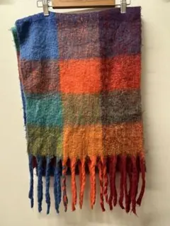 カラフルチェック柄ウールマフラー
