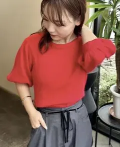 mystic 半袖パフニット 赤