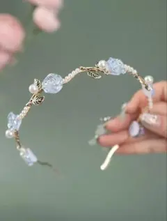 로즈 모티브 펄 카츄샤 라이트 블루