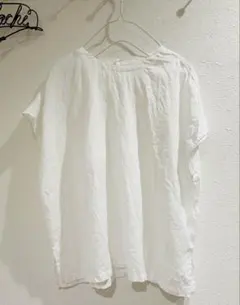 新品⭐︎無印良品　リネンホワイト 半袖 シャツ　MーL