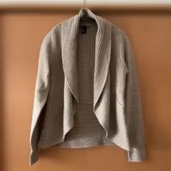 H&M ベージュ リブ編み カーディガン M