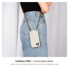 iPhoneケース　iPhone13mini ショルダーケース　紐付き　白