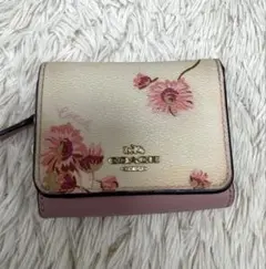 COACH 花柄 二つ折り財布 コーチ フラワー ピンク