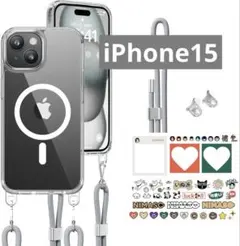 iPhone15 ケース　クリア　ストラップ付き　透明