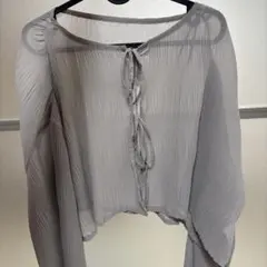 しまむら　グレー 長袖ブラウス