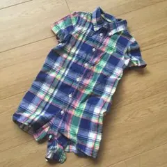 値下【美品】ラルフローレン チェックシャツ　ロンパース　80 70