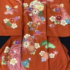 最高級日本製☆新品正絹産着京友禅手描き美術、特撰盛本金、祝い雪輪波四季花上品文