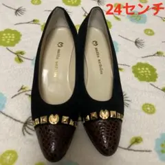 ミラショーンmila schon 黒スエード爪ブラウン　ロヒール5センチのサムネイル