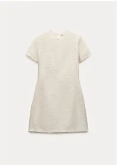 ZARA アイボリー 半袖ミニワンピース