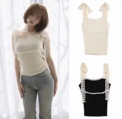 andmary Lil lace knit tops（ivory） - メルカリ