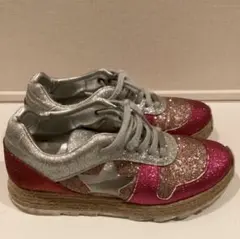 Stella MacCartney シルバー ピンク ラメ 厚底スニーカー