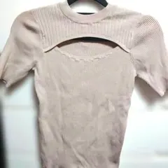 RESEXXYベージュ リブ編み ショートスリーブ