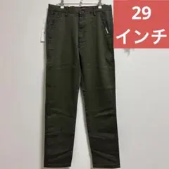 メンズチノパンカーキグリーンパンツロングパンツカジュアルリラックスパンツのサムネイル
