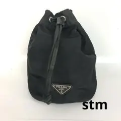 PRADA プラダ ポーチ テスート ナイロン ブラック 巾着 三角ロゴ