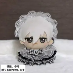 ぬい服 ギンガムチェックフリルドレス ヘッドドレスセット ブラック ちびぐるみ