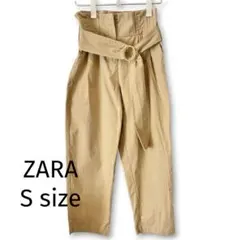 ZARA ハイウエスト テーパードパンツ ベージュ S ベルト付き