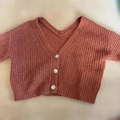 LOWRYS FARM ニット カーディガン ショート丈 ブラウン