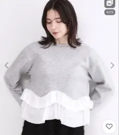 オペークドットクリップ　裾フリルドッキングトップス「洗濯機OK」