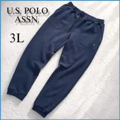 【希少3L】US POLO ASSN 裏フリーススウェットパンツ 濃紺 極暖ポロ