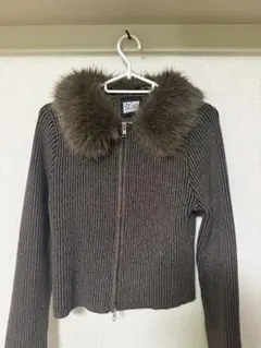 RECLAIMED VINTAGE ブラウンファー付きニット M