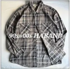 90s~00s HABAND printed flannel shirt L