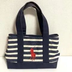 ポロラルフローレン トートバッグ　キャンバストート　ボーダー　ビッグポニー刺繍