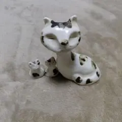 猫 陶器製 置物 セット 白猫 ねこ ネコ キャット cat 子猫 黒白
