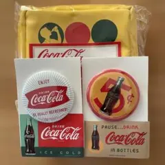 タイトーくじ コカコーラ　D賞 レトロポーチ　F賞 缶バッジ&ステッカーセット