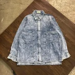 7BS3 デニムシャツ　ブルー　レディース　日本製　デザインシャツ　古着