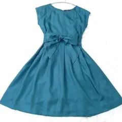 花*咲様 美品✨グリーンレーベルリラクシング　Aラインワンピース　フレア　グリー